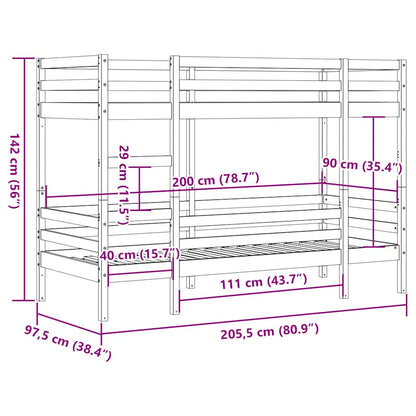 vidaXL Bunk Bed without Mattress White 90x200 cm Solid Wood Pine