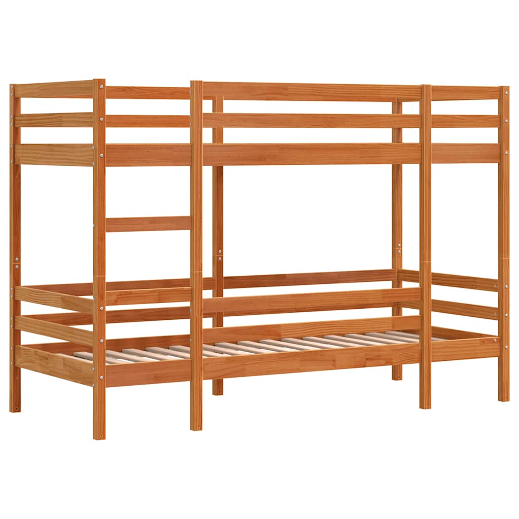 vidaXL Bunk Bed | Wax brown | Solid pine wood, Plywood | Twin | Durable