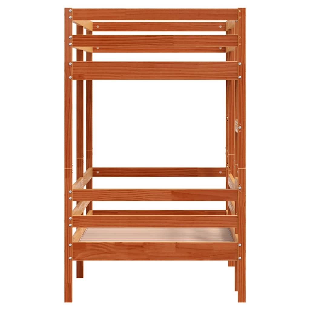vidaXL Bunk Bed | Wax brown | Solid pine wood, Plywood | Twin | Durable