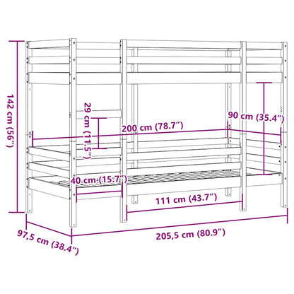 vidaXL Bunk Bed | Wax brown | Solid pine wood, Plywood | Twin | Durable