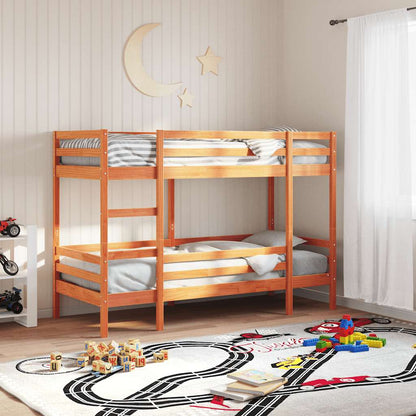 vidaXL Bunk Bed | Wax brown | Solid pine wood, Plywood | Twin | Durable