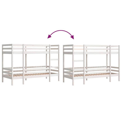 vidaXL Bunk Bed without Mattress White 90x190 cm Single Solid Wood Pine