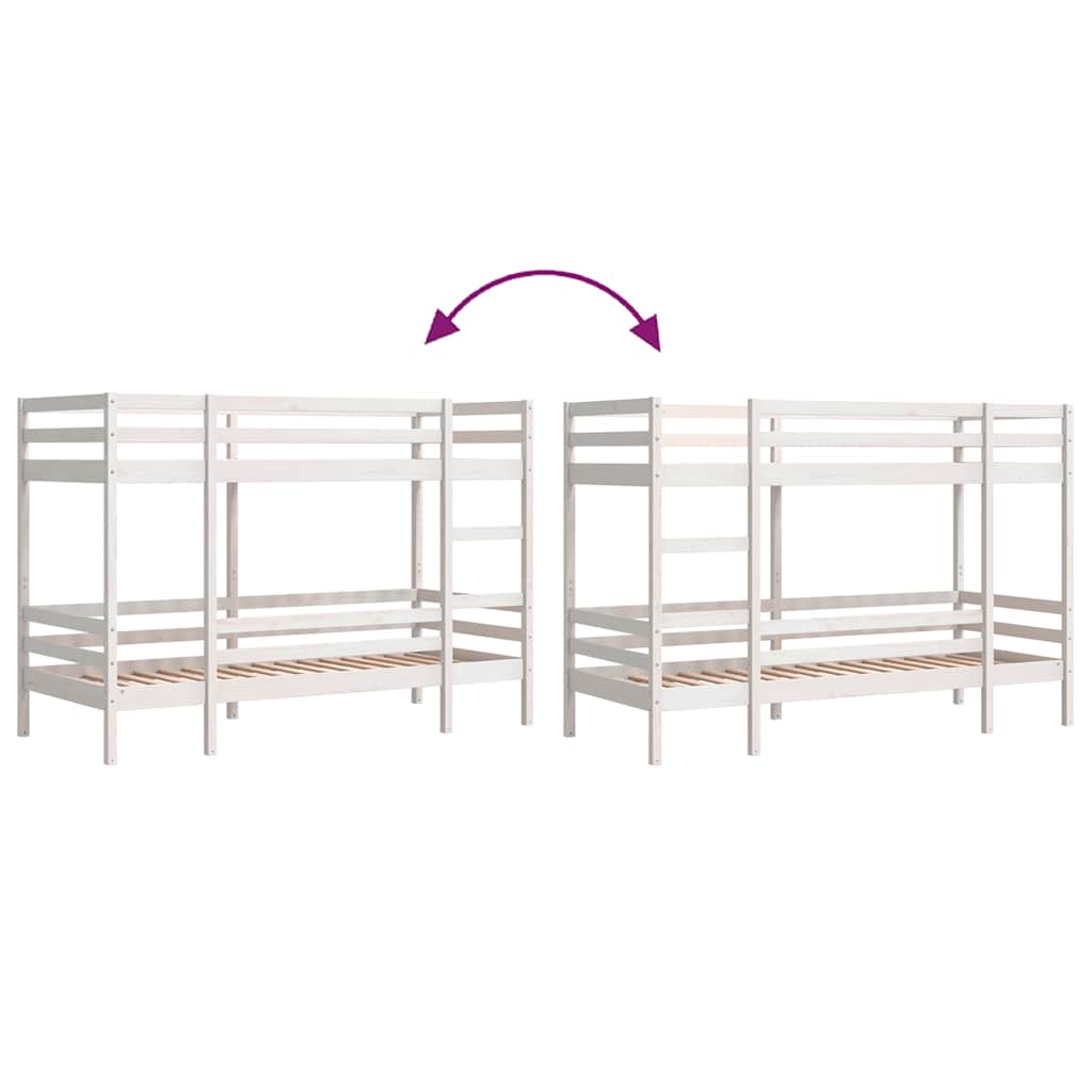 vidaXL Bunk Bed without Mattress White 75x190 cm Solid Wood Pine