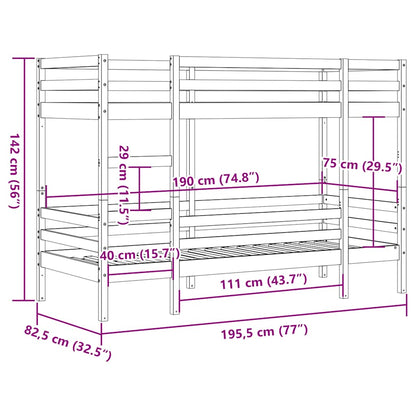 vidaXL Bunk Bed without Mattress White 75x190 cm Solid Wood Pine