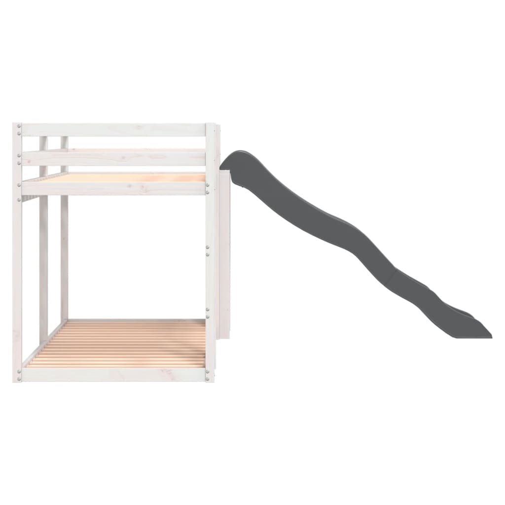 vidaXL Bunk Bed with Slide&Ladder without Mattress White 90x190 cm Single