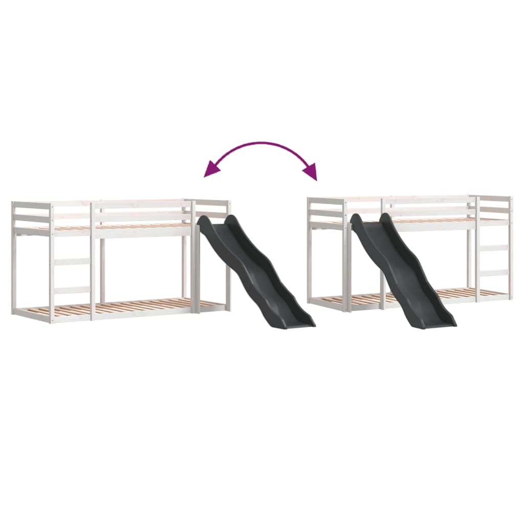 vidaXL Bunk Bed with Slide&Ladder without Mattress White 90x190 cm Single