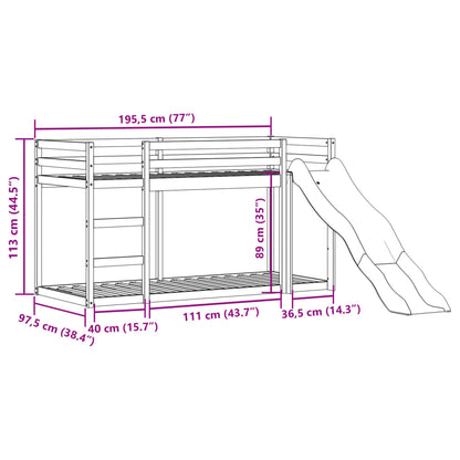 vidaXL Bunk Bed with Slide&Ladder without Mattress White 90x190 cm Single