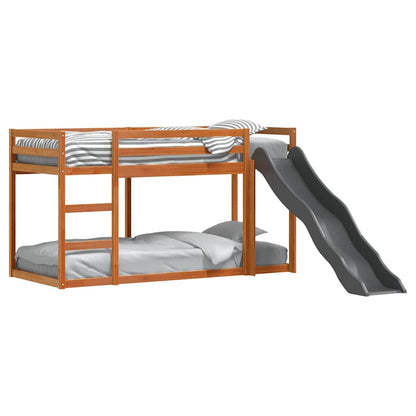 vidaXL Bunk Bed with Slide&Ladder without Mattress Wax Brown 75x190 cm Small Single