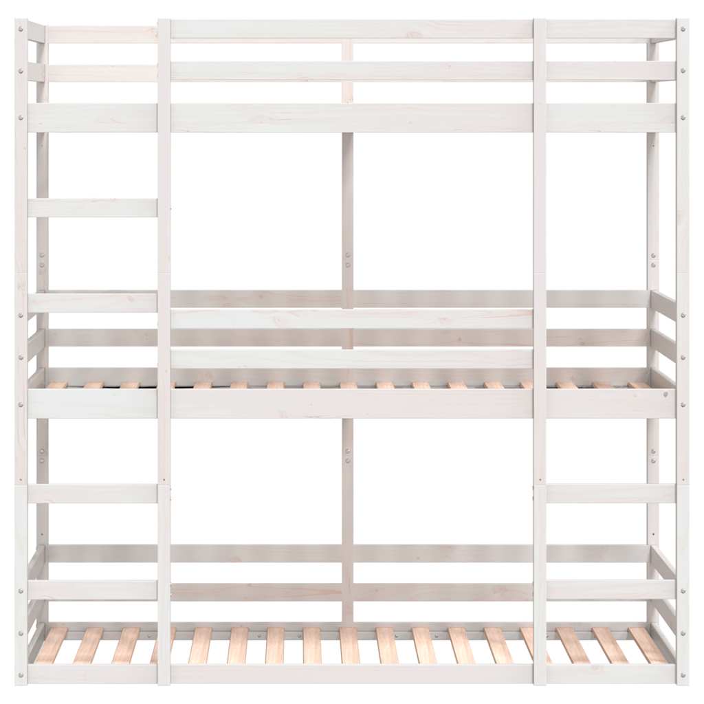 vidaXL Triple Bunk Bed without Mattress White 90x200 cm Solid Wood Pine