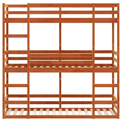 vidaXL Triple Bunk Bed without Mattress Wax Brown 90x200 cm Solid Wood Pine