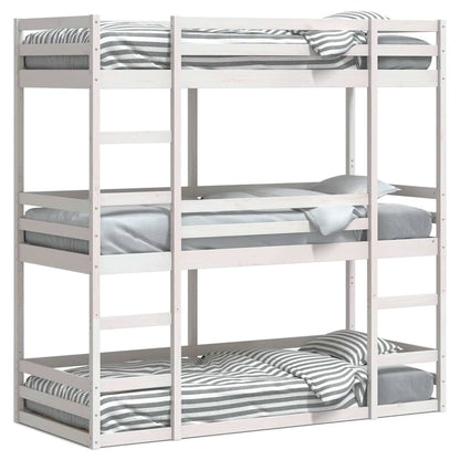 vidaXL Triple Bunk Bed without Mattress White 90x190 cm Single Solid Wood Pine