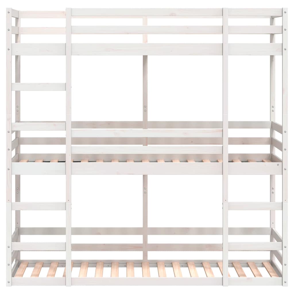 vidaXL Triple Bunk Bed without Mattress White 90x190 cm Single Solid Wood Pine