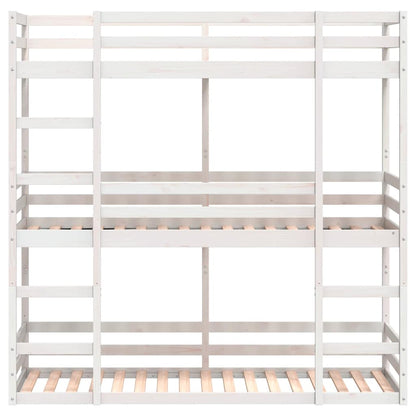 vidaXL Triple Bunk Bed without Mattress White 90x190 cm Single Solid Wood Pine