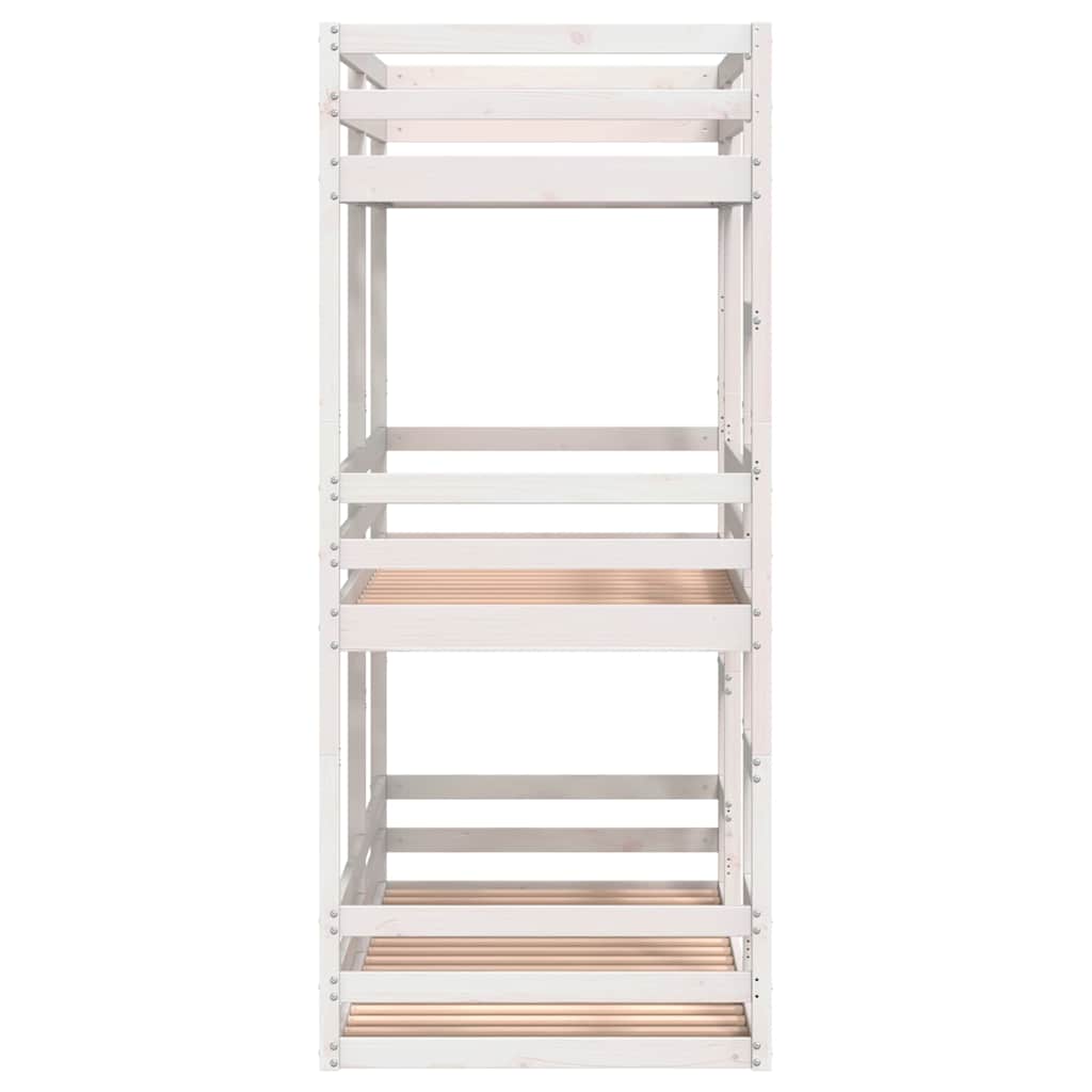 vidaXL Triple Bunk Bed without Mattress White 90x190 cm Single Solid Wood Pine