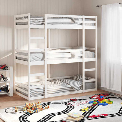 vidaXL Triple Bunk Bed without Mattress White 90x190 cm Single Solid Wood Pine