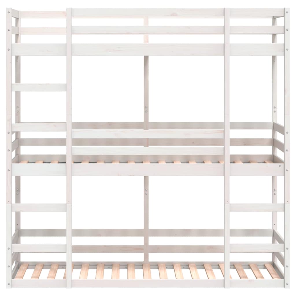 vidaXL Triple Bunk Bed without Mattress White 75x190 cm Small Single Solid Wood Pine
