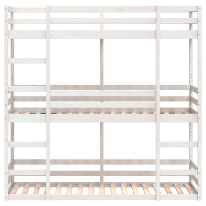 vidaXL Triple Bunk Bed without Mattress White 75x190 cm Small Single Solid Wood Pine