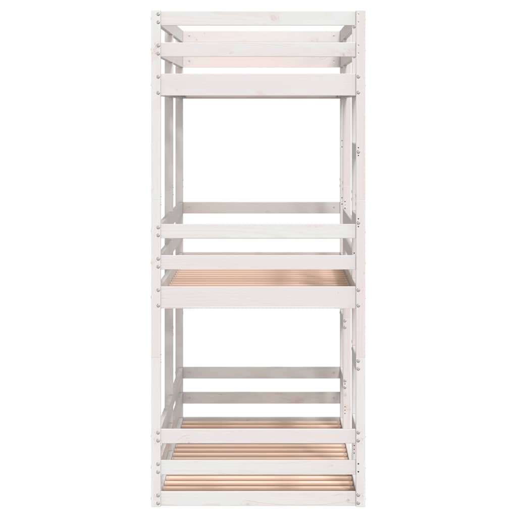 vidaXL Triple Bunk Bed without Mattress White 75x190 cm Small Single Solid Wood Pine