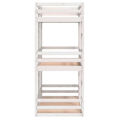 vidaXL Triple Bunk Bed without Mattress White 75x190 cm Small Single Solid Wood Pine
