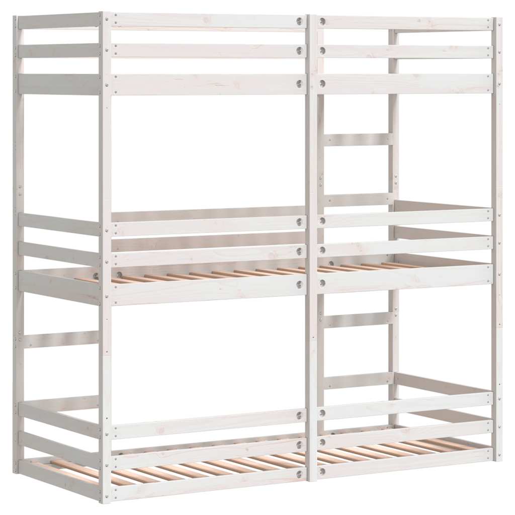 vidaXL Triple Bunk Bed without Mattress White 75x190 cm Small Single Solid Wood Pine