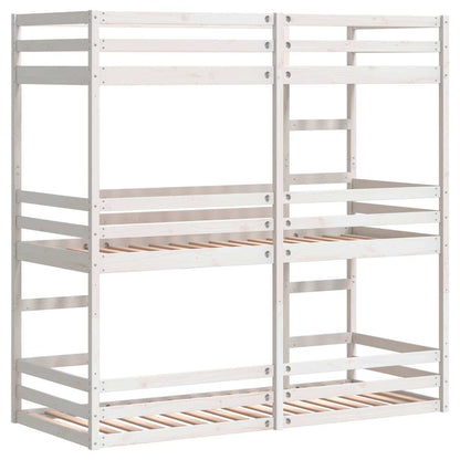 vidaXL Triple Bunk Bed without Mattress White 75x190 cm Small Single Solid Wood Pine