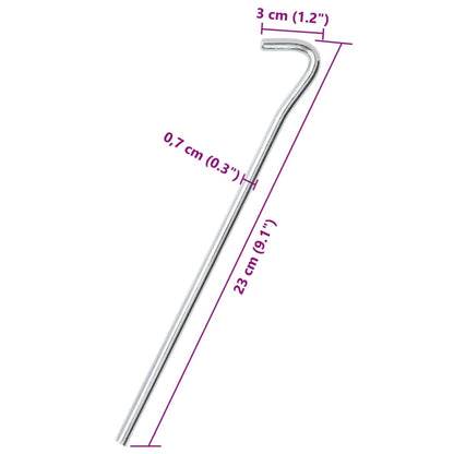 vidaXL Tent Pegs 50 pcs 23 cm Ø7 mm Galvanised Steel
