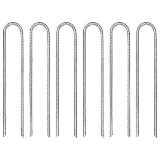 vidaXL Tent Pegs 6 pcs U-shaped 30 cm Ø7 mm Galvanised Steel