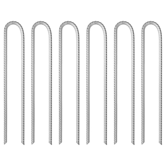 vidaXL Tent Pegs 6 pcs U-shaped 37 cm Ø10 mm Galvanised Steel
