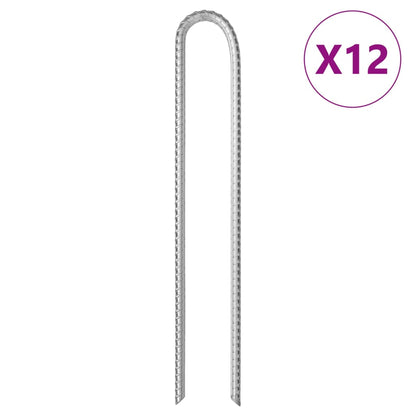 vidaXL Tent Pegs 12 pcs U-shaped 37 cm Ø10 mm Galvanised Steel