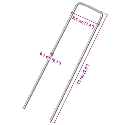 vidaXL Ground Pegs U Shape 50 pcs 15x3,5 cm Galvanised steel