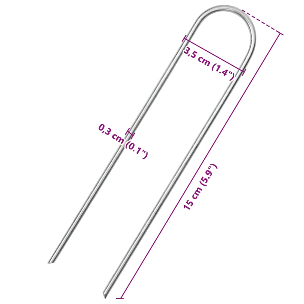 vidaXL Ground Pegs U Shape 25 pcs 15x3.5 cm Galvanised steel