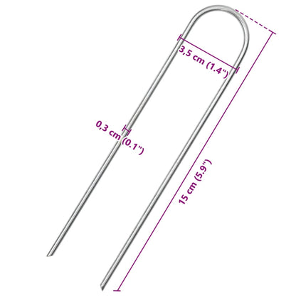 vidaXL Ground Pegs U Shape 25 pcs 15x3.5 cm Galvanised steel