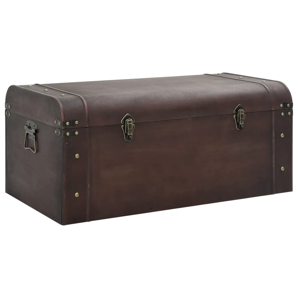 vidaXL Treasure Chest with Latches Dark Brown 79,5x39,5x39,5 cm Plywood