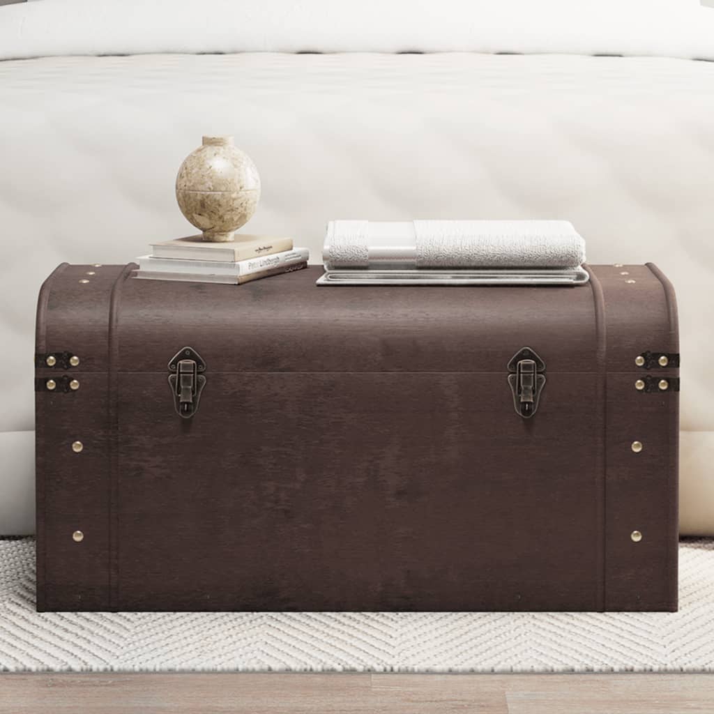 vidaXL Treasure Chest with Latches Dark Brown 79,5x39,5x39,5 cm Plywood