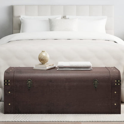 vidaXL Treasure Chest with Latches Dark Brown 110x50x39,5 cm Plywood