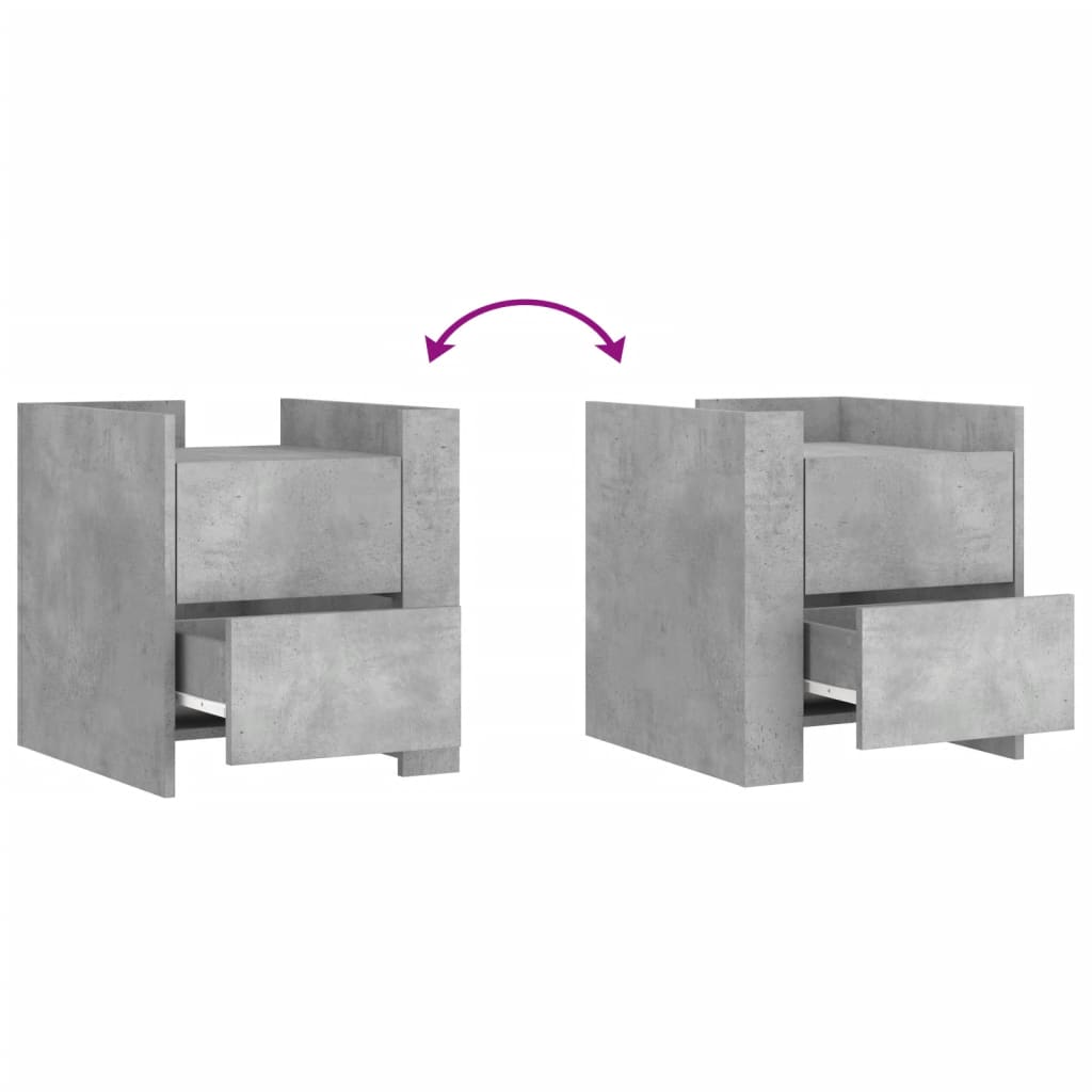 vidaXL Bedside Cabinet Concrete Grey 45x50x50 cm Engineered Wood