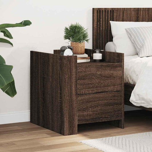 vidaXL Bedside Cabinet Brown Oak 45x50x50 cm Engineered Wood