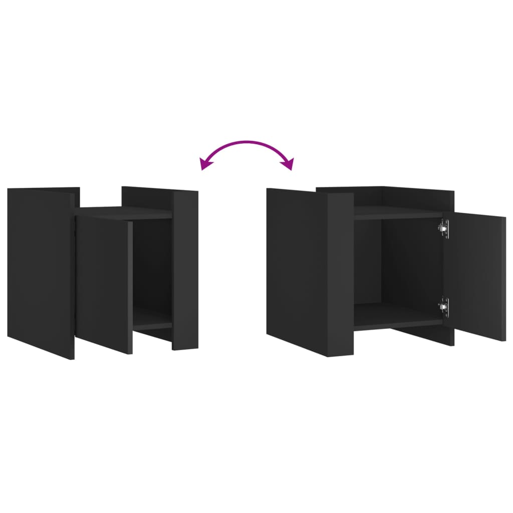 vidaXL Bedside Cabinet Black 45x50x50 cm Engineered Wood