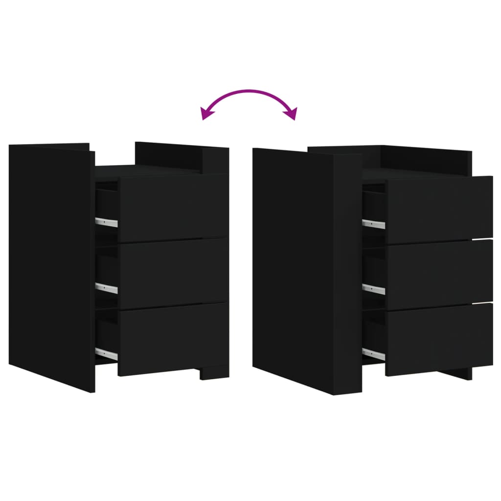 vidaXL Bedside Cabinet Black 45x50x65 cm Engineered Wood