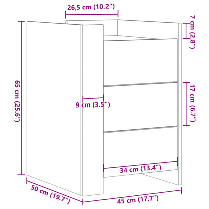 vidaXL Bedside Cabinet Black 45x50x65 cm Engineered Wood