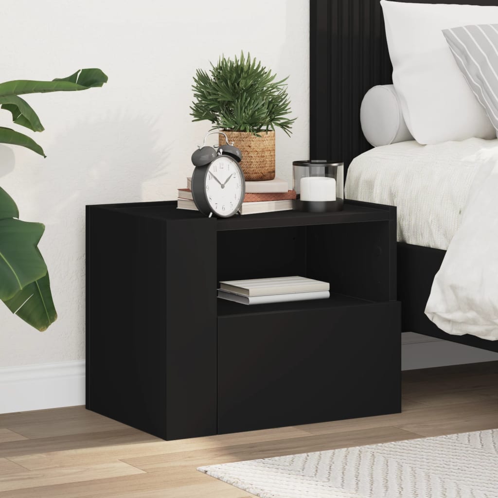 vidaXL Wall-mounted Bedside Cabinet Black 45x30x35 cm