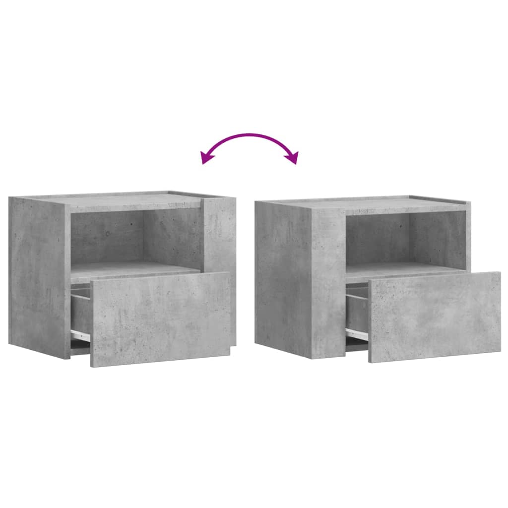 vidaXL Wall-mounted Bedside Cabinet Concrete Grey 45x30x35 cm