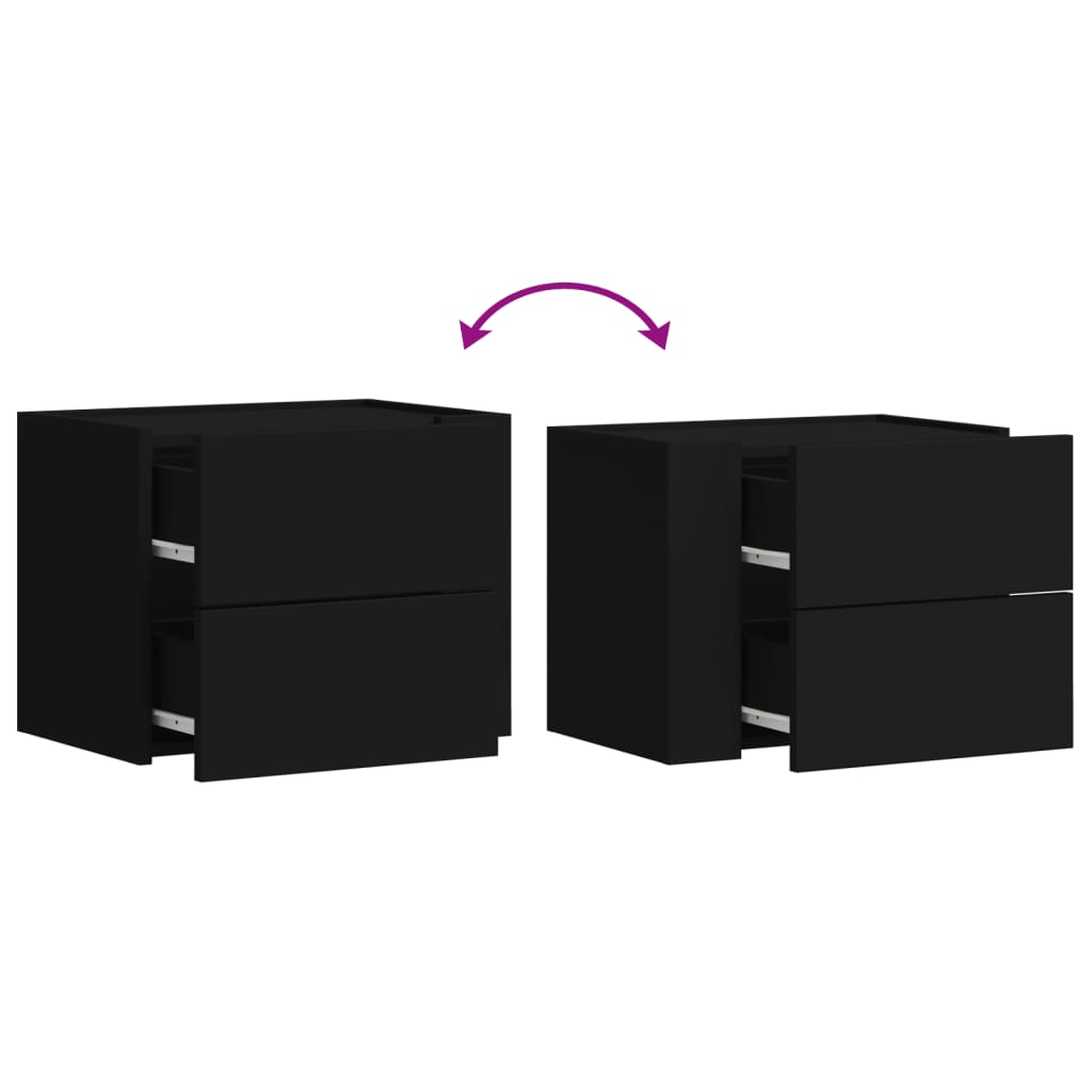 vidaXL Wall-mounted Bedside Cabinet Black 45x30x35 cm
