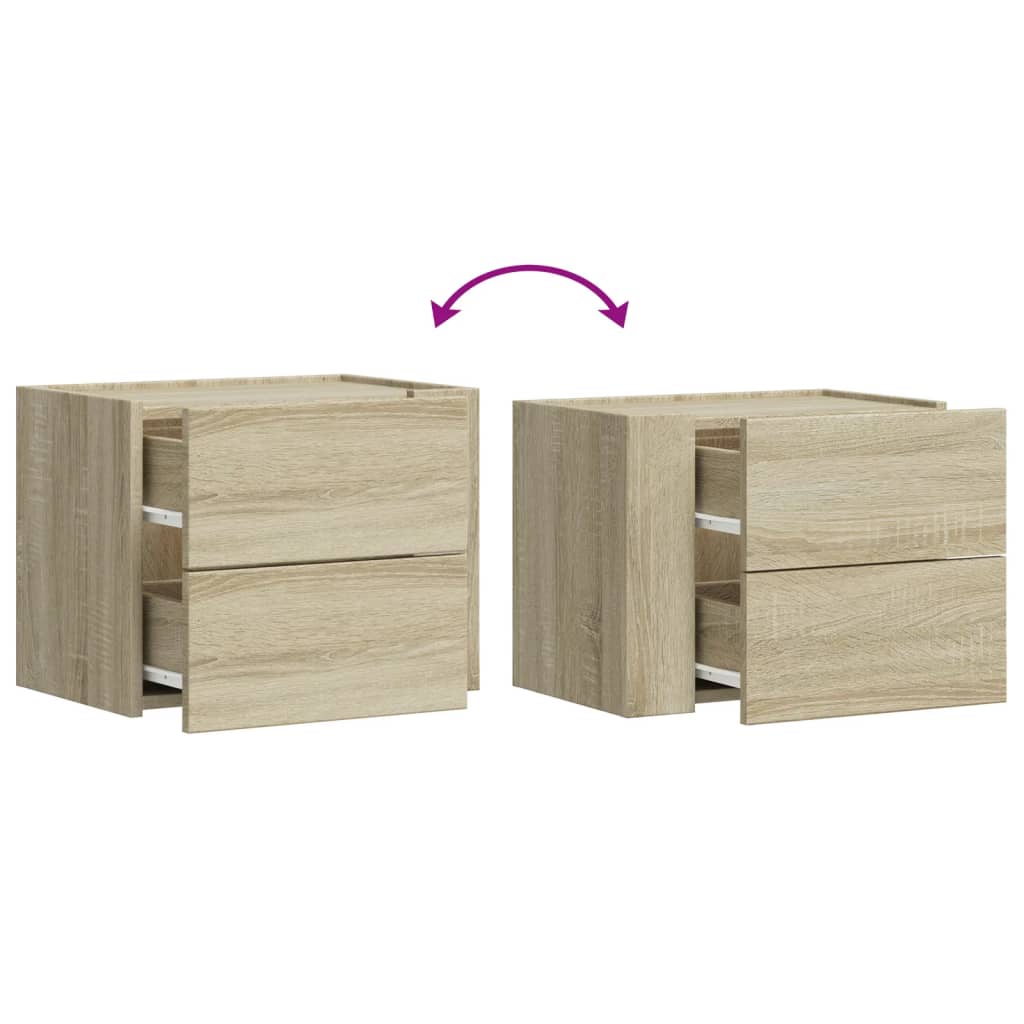 vidaXL Wall-mounted Bedside Cabinet Sonoma Oak 45x30x35 cm
