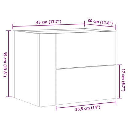 vidaXL Wall-mounted Bedside Cabinet Sonoma Oak 45x30x35 cm