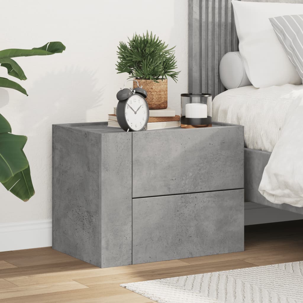vidaXL Wall-mounted Bedside Cabinet Concrete Grey 45x30x35 cm