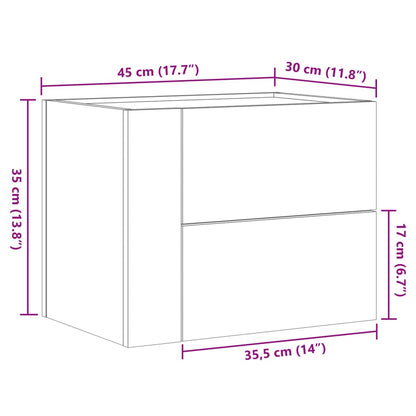 vidaXL Wall-mounted Bedside Cabinet Concrete Grey 45x30x35 cm