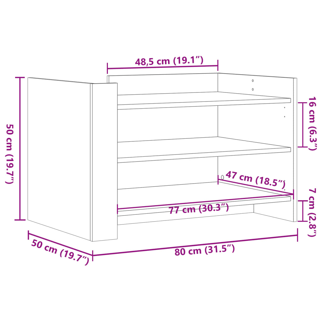 vidaXL Coffee Table Black 80x50x50 cm Engineered Wood