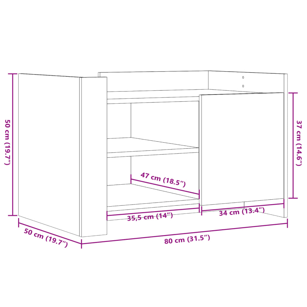vidaXL Coffee Table Sonoma Oak 80x50x50 cm Engineered Wood