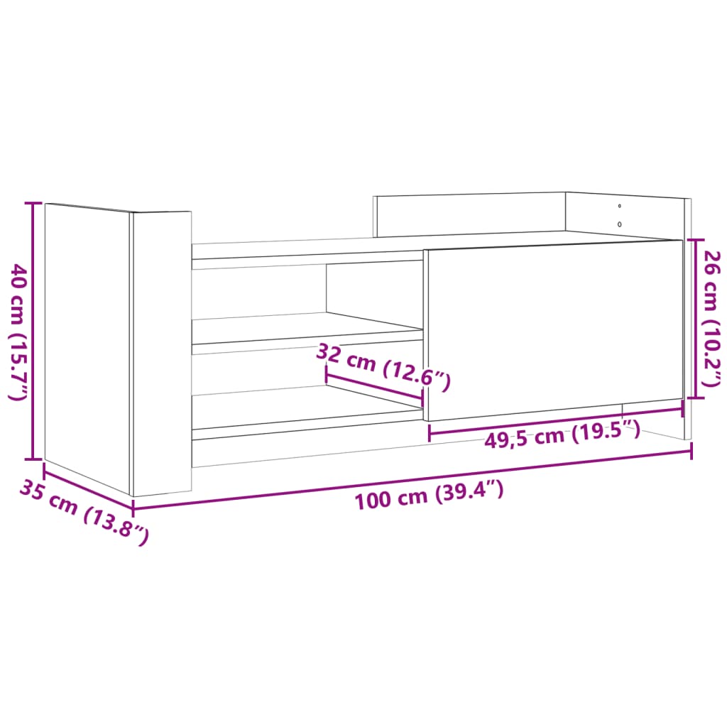 vidaXL TV Cabinet Black 100x35x40 cm Engineered Wood